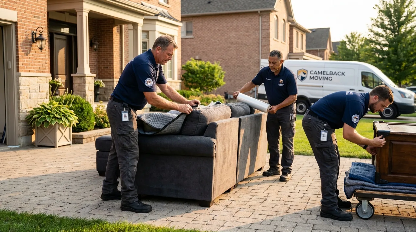 Large estate moving crew wrapping furniture in Cleveland, OH